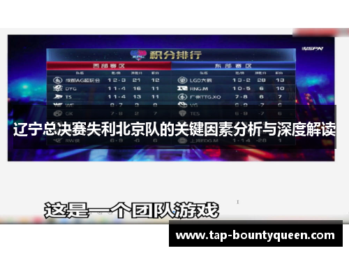 辽宁总决赛失利北京队的关键因素分析与深度解读 辽宁总决赛失利北京队的关键因素分析与深度解读