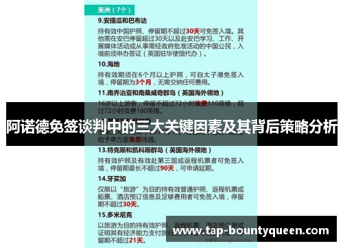 阿诺德免签谈判中的三大关键因素及其背后策略分析